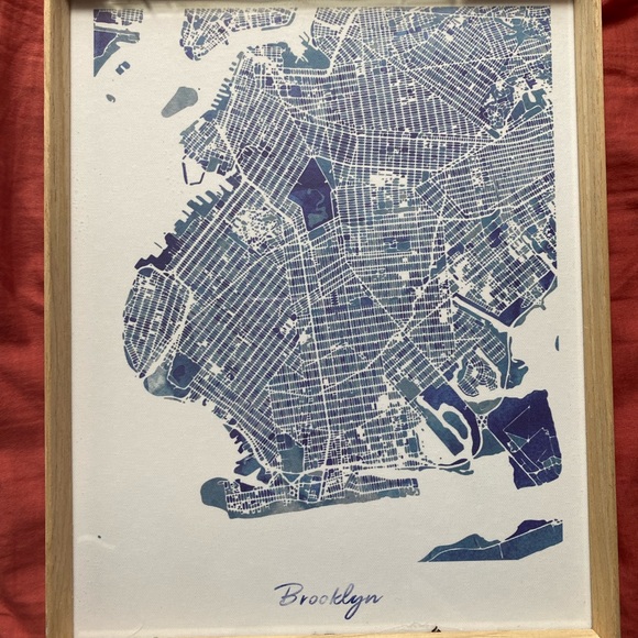 Brooklyn map framed canvas print - Picture 1 of 3